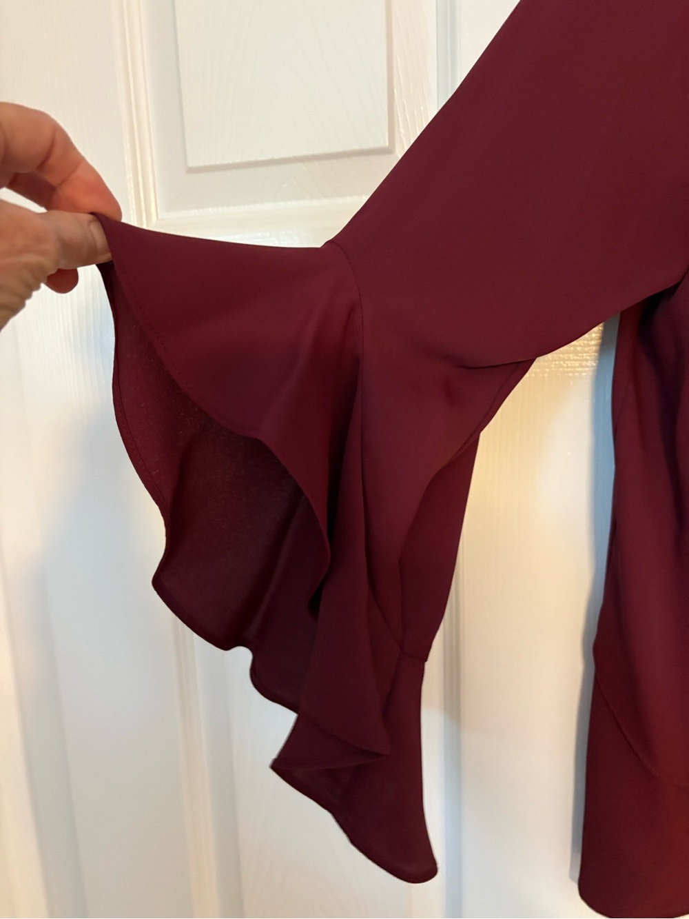 Vince Camuto Deep Wine V-Neck Ruffle Sleeve Blouse - Picture 5 of 5